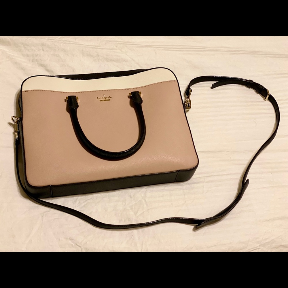 Kate spade white pink and black laptop bag